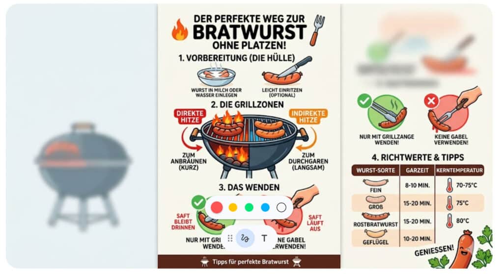 Infografik "Bratwurst grillen ohne Platzen"