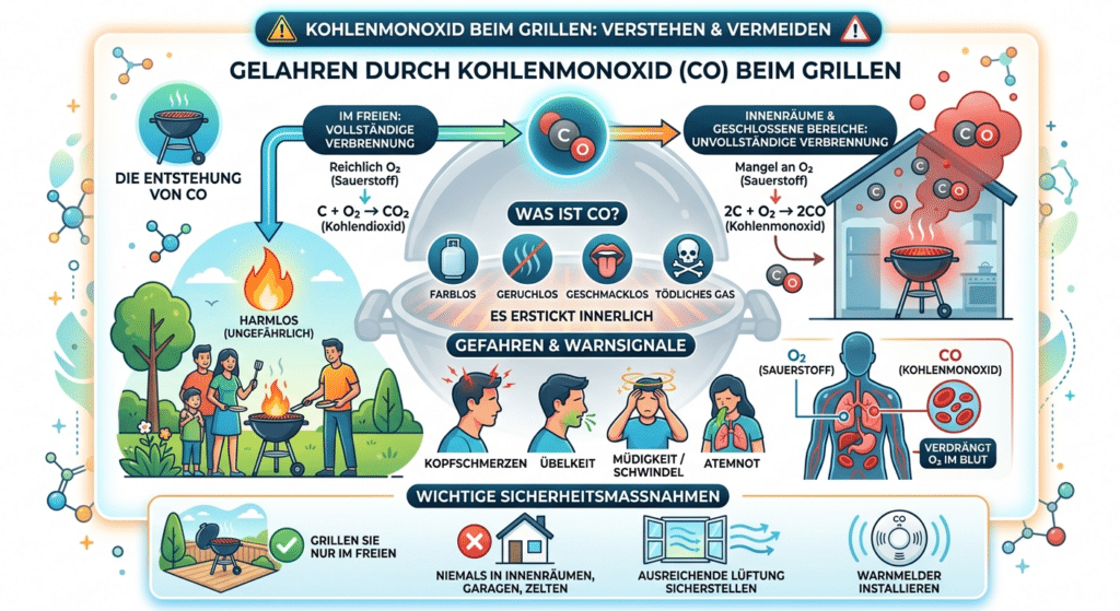 Infografik Kohlenmonoxid beim Grillen