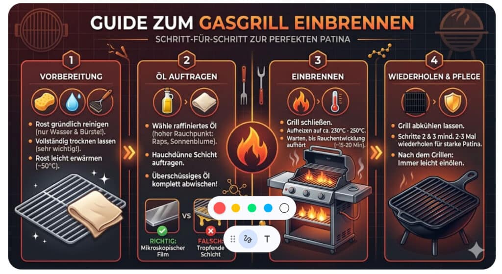 Infografik Gasgrill einbrennen