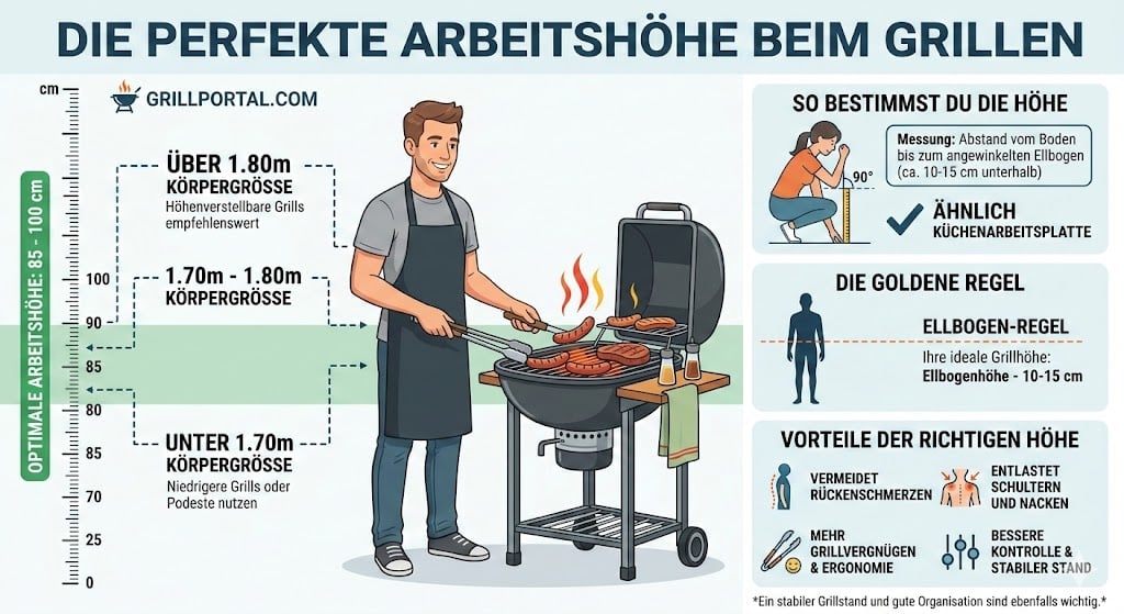 Perfekte Arbeitshöhe beim Grill