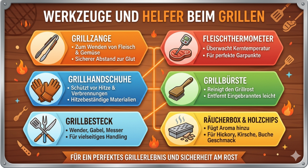 Infografik Werkzeuge beim Grillen